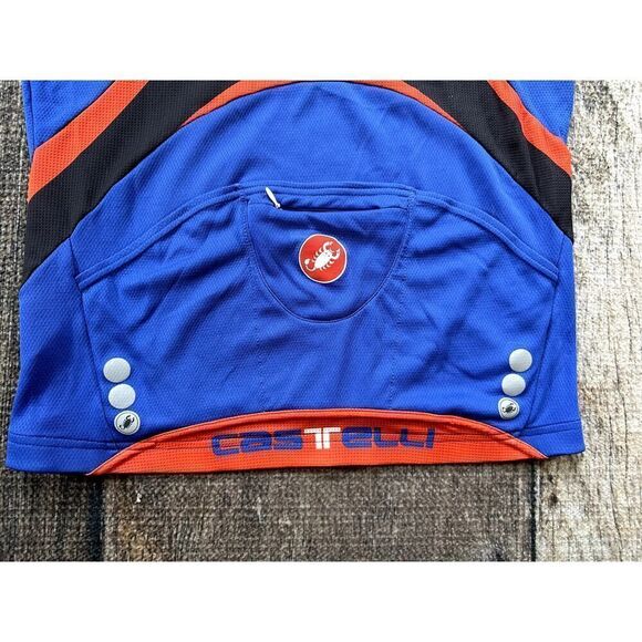 Castelli 1/4 Zip 4 Pocket Cycling Blue Red White Jersey Shirt Large - Picture 8 of 10